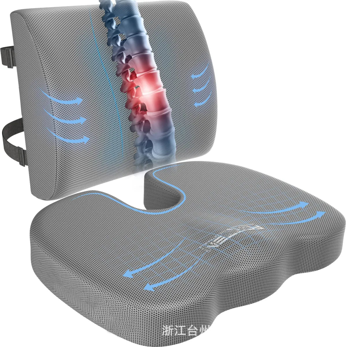 Ergonomic Hip Cushion for Office Chair, Memory Foam Alignment Pillow for Long Sitting Sessions
