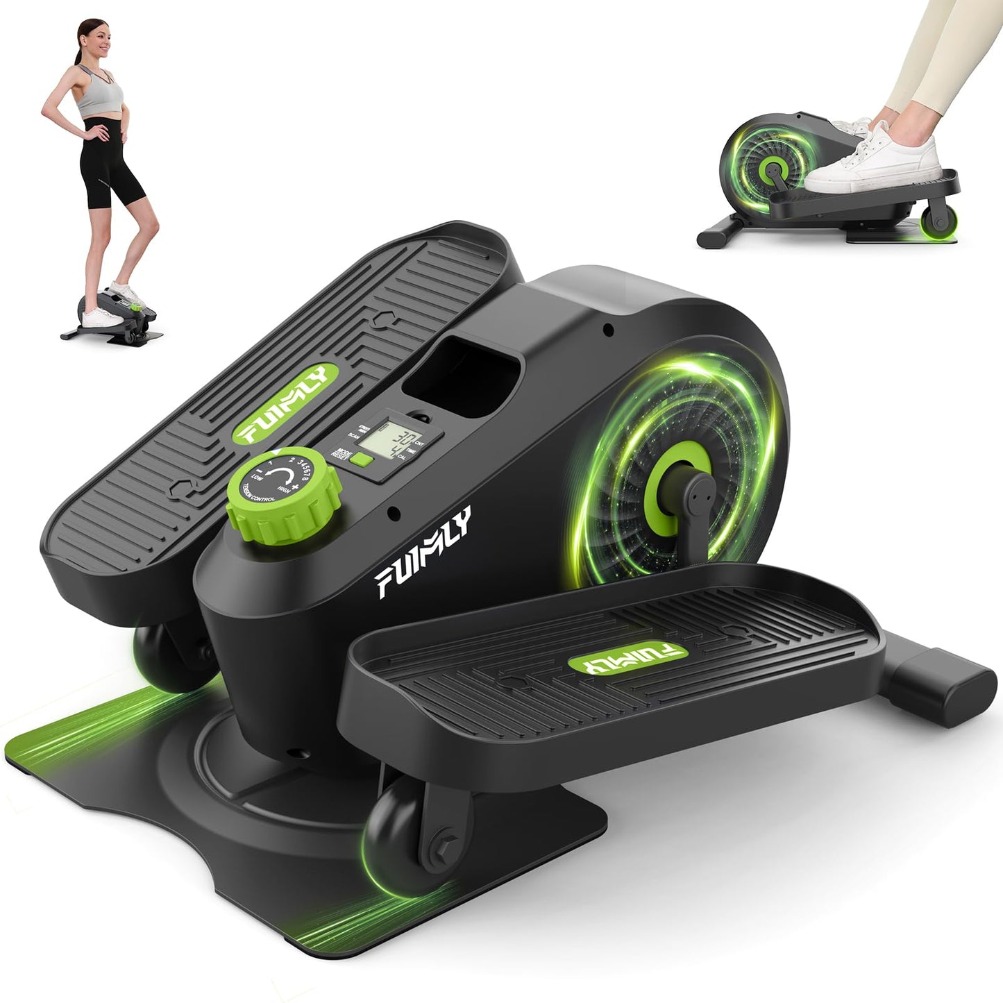 Under Desk Elliptical Pedal Exerciser 2-in-1, Seated Office Exercise Machine with LCD Display for Home Work