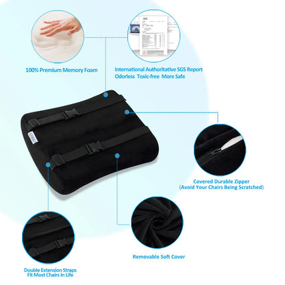 Ergonomic Hip Cushion for Office Chair, Memory Foam Alignment Pillow for Long Sitting Sessions