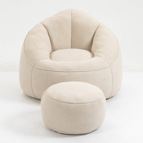 High-Density Foam Bean Bag Sofa Chair with Footrest, Microfiber Lounger for Living Room and Bedroom
