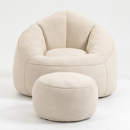 High-Density Foam Bean Bag Sofa Chair with Footrest, Microfiber Lounger for Living Room and Bedroom