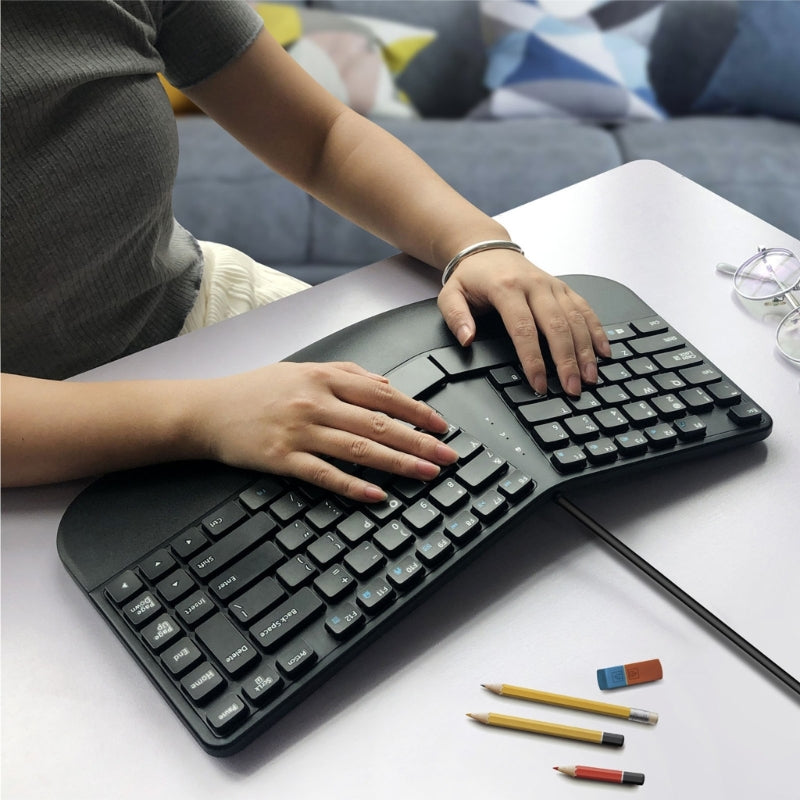 Ergonomic Split Wired USB Keyboard, Natural Layout for Mac PC Laptop
