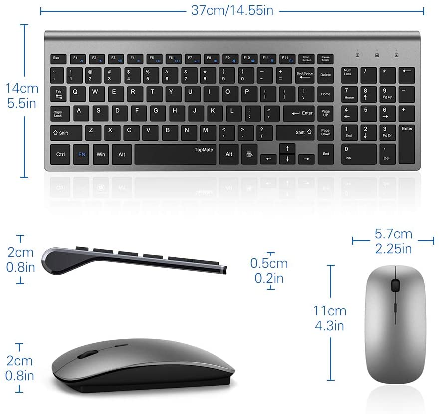 Wireless Keyboard and Vertical Ergonomic Mouse Combo, Quiet Slim Office Set for Mac Windows Laptop