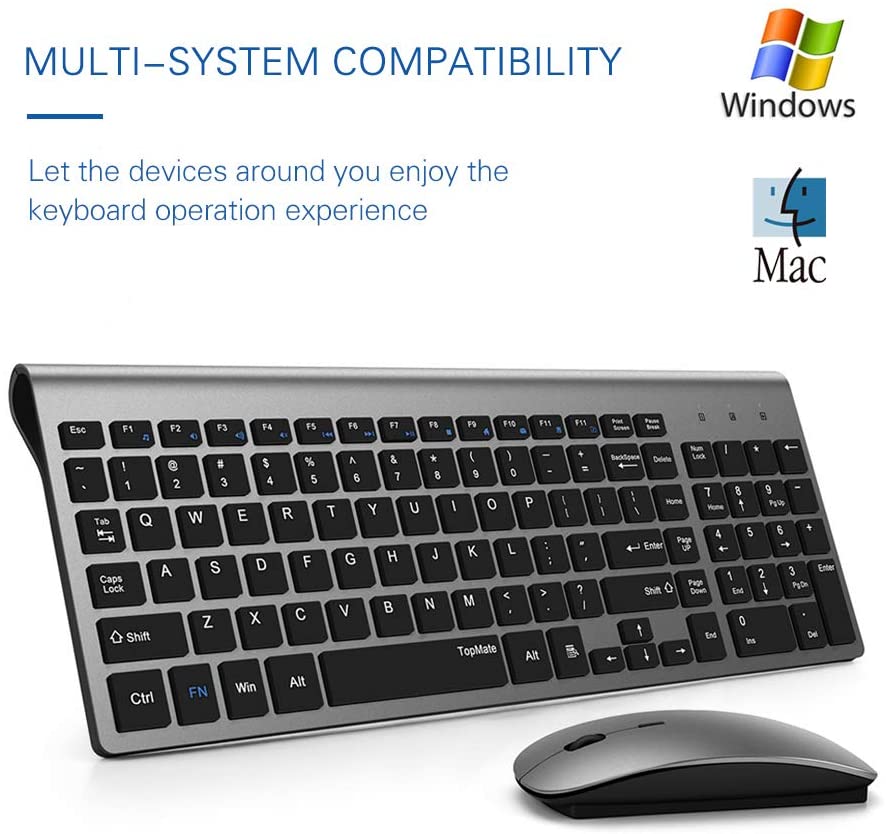 Wireless Keyboard and Vertical Ergonomic Mouse Combo, Quiet Slim Office Set for Mac Windows Laptop