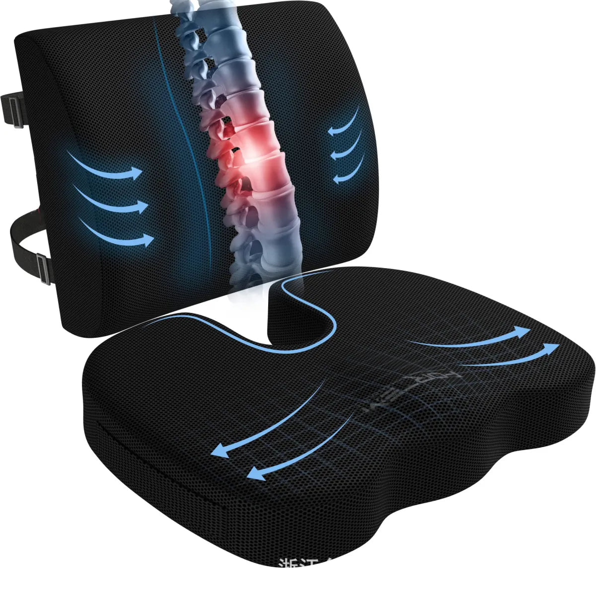Ergonomic Hip Cushion for Office Chair, Memory Foam Alignment Pillow for Long Sitting Sessions