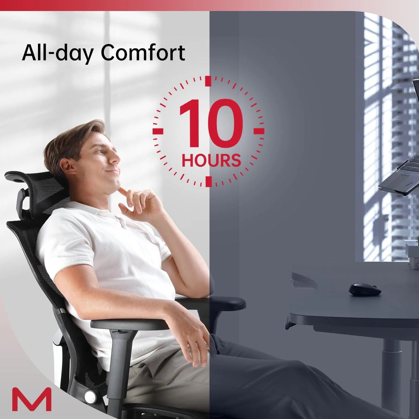 Ergonomic Office Chair with Footrest and Lumbar Support, Reclining High Back Computer Chair for Home Office