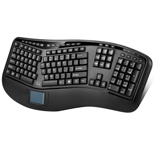 Ergonomic Wireless Keyboard with Built-In Touchpad, 2.4GHz Split Design Keyboard for Mac PC Laptop Home Office