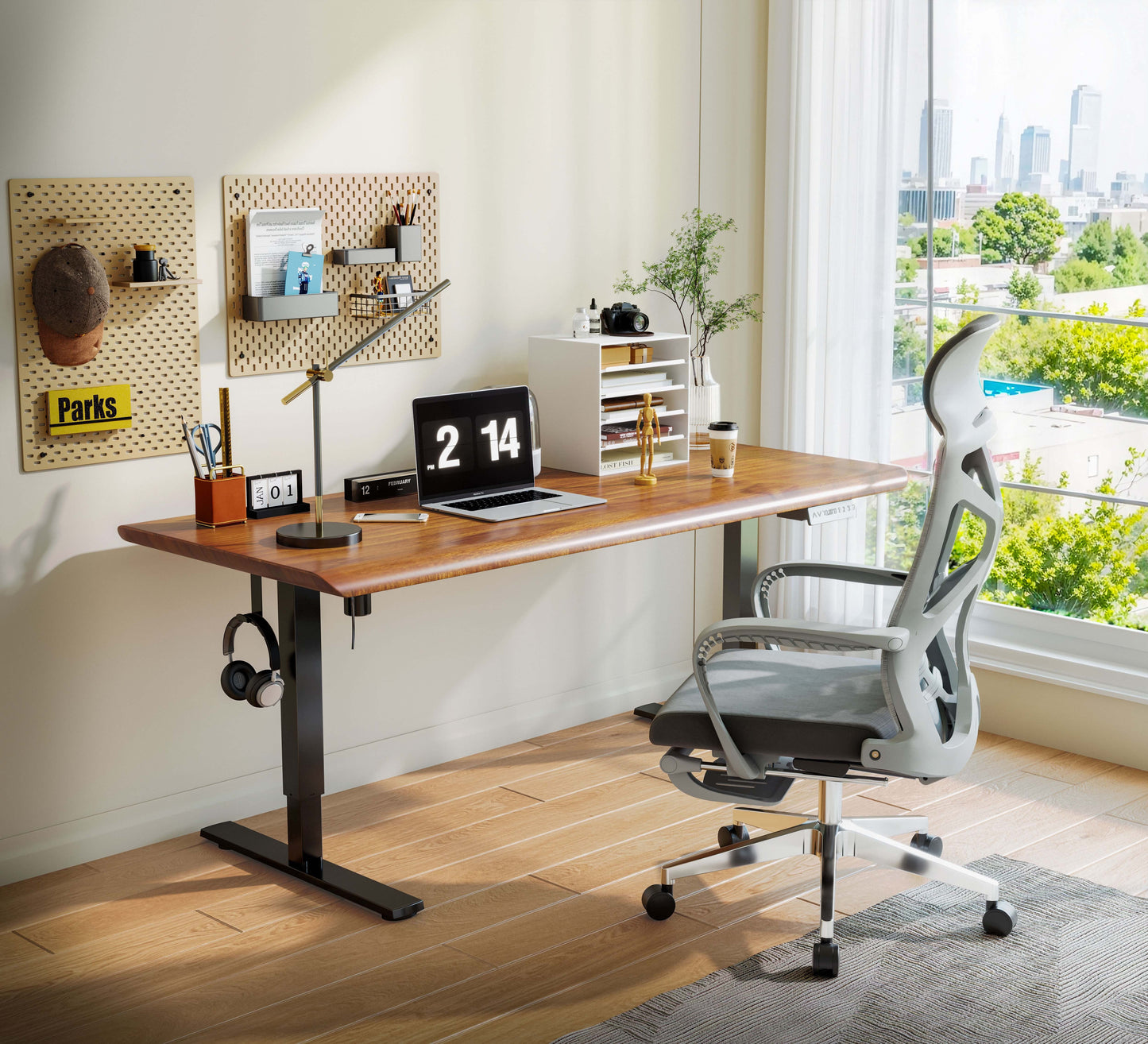 Ergonomic Office Chair Mid Back Mesh, Adjustable Lumbar Support Rolling Computer Chair for Home Office