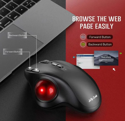 Wireless Ergonomic Trackball Mouse, Bluetooth USB Thumb Operated Stationary Mouse for Mac PC Laptop