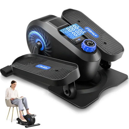 Under Desk Elliptical Seated Pedal Exerciser, Quiet Office Cardio with LCD Display for Home and Work