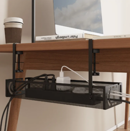 Under Desk Cable Management Tray, Steel Wire Organizer Mount Power Strip Holder for Home Office Desk