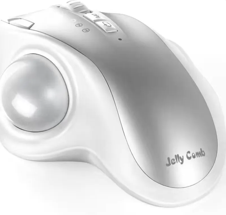Wireless Ergonomic Trackball Mouse, Bluetooth USB Thumb Operated Stationary Mouse for Mac PC Laptop