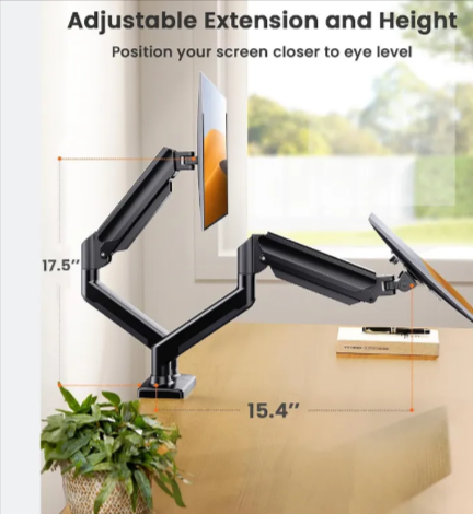 Dual Monitor Desk Mount for 32 Inch Screens, Heavy Duty Aluminum VESA Arm Tilt Swivel Home Office