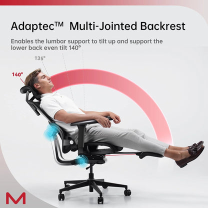 Ergonomic Office Chair with Footrest and Lumbar Support, Reclining High Back Computer Chair for Home Office