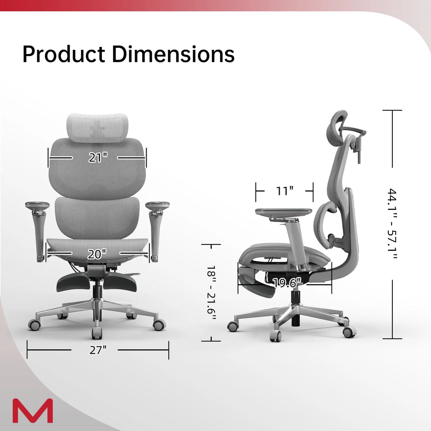 High Back Ergonomic Mesh Office Chair, Self-Adaptive Lumbar Support Computer Chair for Home Office All Day Use