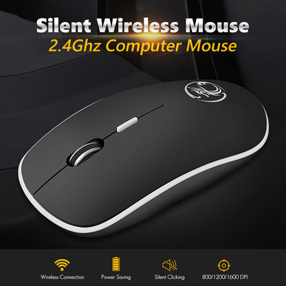 Wireless Ergonomic Optical Mouse for Home Office, USB Right Hand Comfortable Mouse for PC Mac
