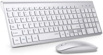 Wireless Keyboard and Vertical Ergonomic Mouse Combo, Quiet Slim Office Set for Mac Windows Laptop