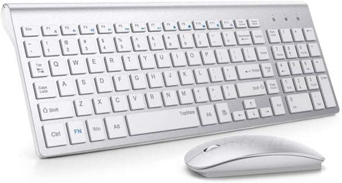 Wireless Keyboard and Vertical Ergonomic Mouse Combo, Quiet Slim Office Set for Mac Windows Laptop