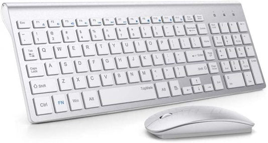 Wireless Keyboard and Vertical Ergonomic Mouse Combo, Quiet Slim Office Set for Mac Windows Laptop