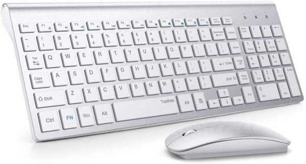 Wireless Keyboard and Vertical Ergonomic Mouse Combo, Quiet Slim Office Set for Mac Windows Laptop