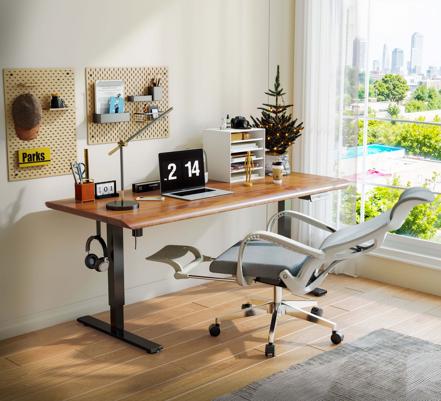 Ergonomic Office Chair Mid Back Mesh, Adjustable Lumbar Support Rolling Computer Chair for Home Office