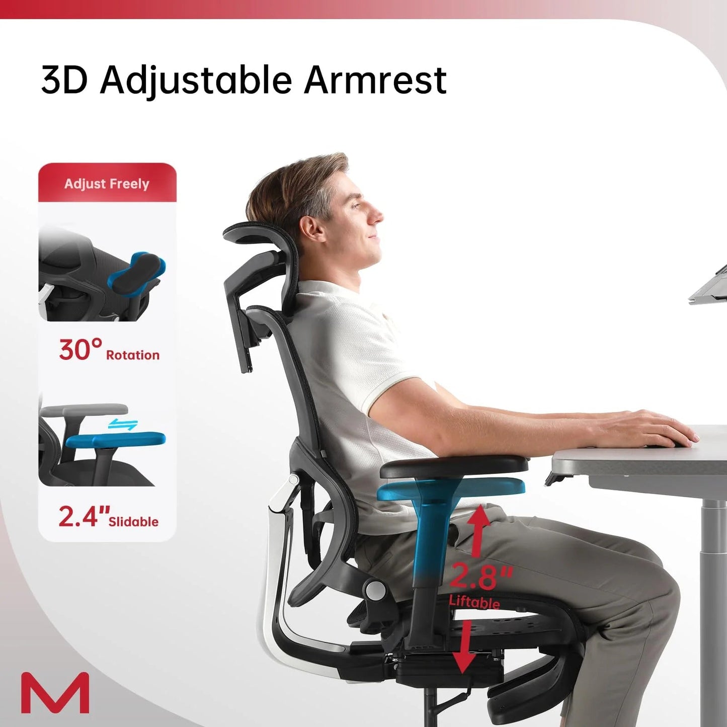Ergonomic Office Chair with Footrest and Lumbar Support, Reclining High Back Computer Chair for Home Office