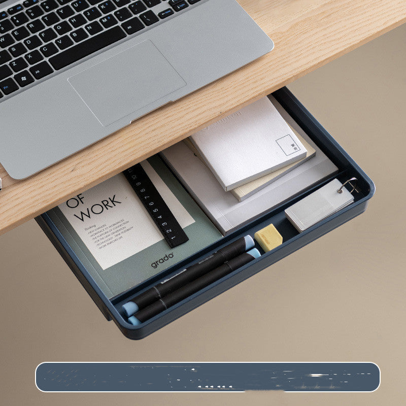 Under Desk Drawer Organizer Self-Adhesive, Hidden Office Storage Box for Pens Cables and Stationery