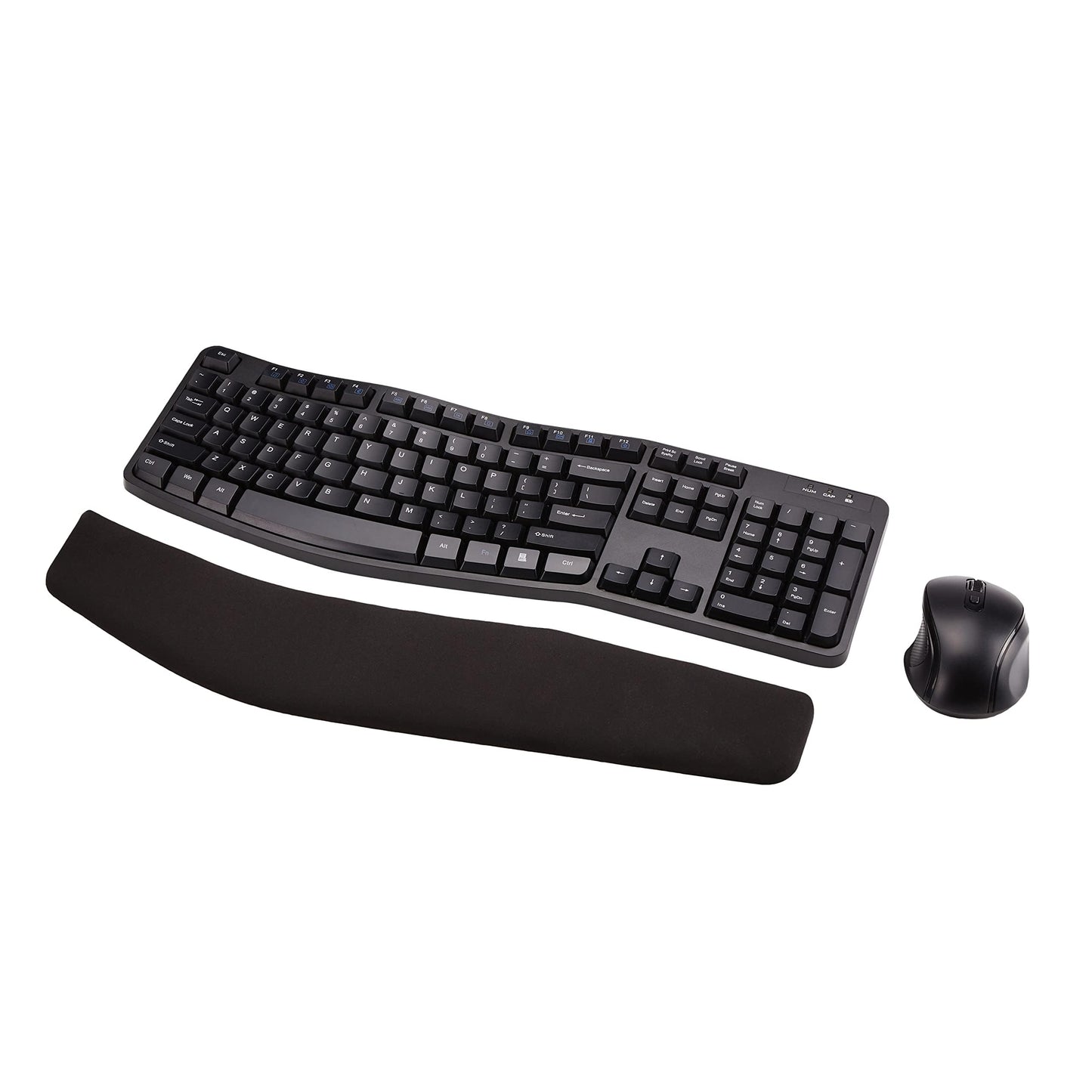 Wireless Ergonomic Keyboard and Mouse Combo, Curved Design with Palm Rest for PC Mac
