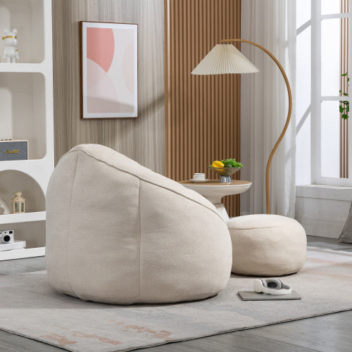 High-Density Foam Bean Bag Sofa Chair with Footrest, Microfiber Lounger for Living Room and Bedroom