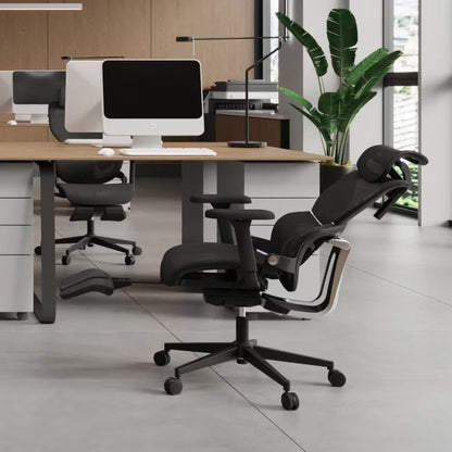 Ergonomic Office Chair with Footrest and Lumbar Support, Reclining High Back Computer Chair for Home Office