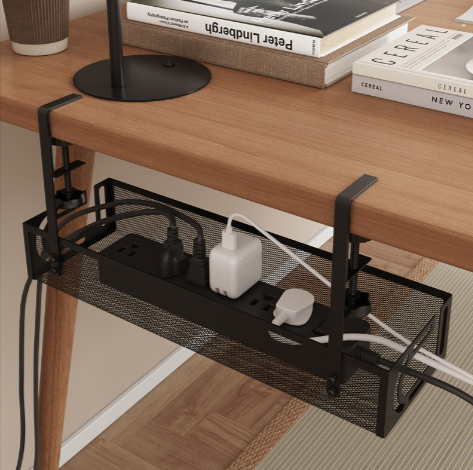 Under Desk Cable Management Tray, Steel Wire Organizer Mount Power Strip Holder for Home Office Desk