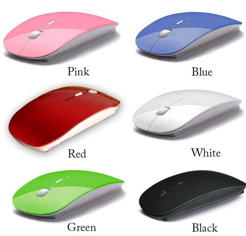 Slim Wireless Computer Mouse, USB Optical Mouse for Mac PC Laptop in Pink Blue White