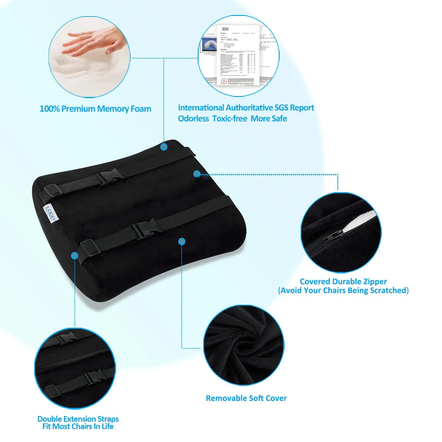 Ergonomic Hip Cushion for Office Chair, Memory Foam Alignment Pillow for Long Sitting Sessions
