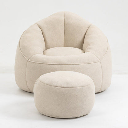 High-Density Foam Bean Bag Sofa Chair with Footrest, Microfiber Lounger for Living Room and Bedroom