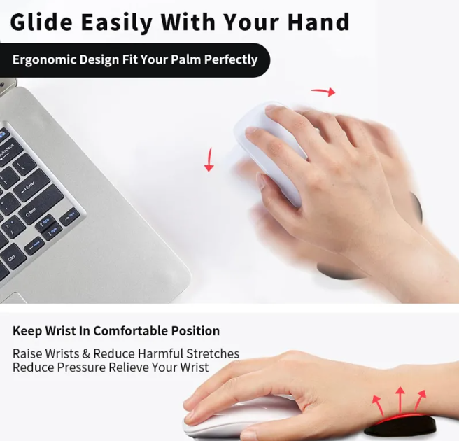 Ergonomic Mouse Wrist Rest Pad, Memory Foam Cushion for Long Sessions Home Office