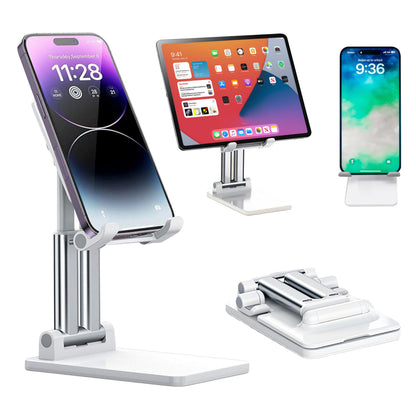 Foldable Aluminum Phone Stand for Desk, Adjustable Holder for iPhone Android Office and Bedside