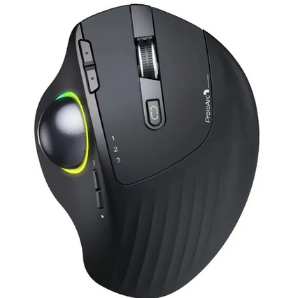 Wireless Ergonomic Trackball Mouse, Bluetooth USB Thumb Operated Stationary Mouse for Mac PC Laptop