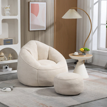 High-Density Foam Bean Bag Sofa Chair with Footrest, Microfiber Lounger for Living Room and Bedroom