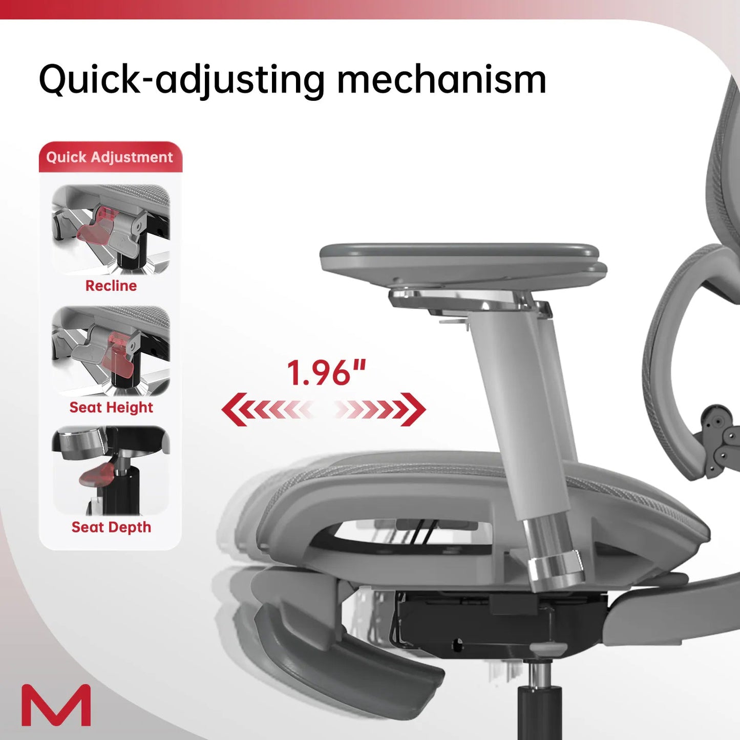 High Back Ergonomic Mesh Office Chair, Self-Adaptive Lumbar Support Computer Chair for Home Office All Day Use