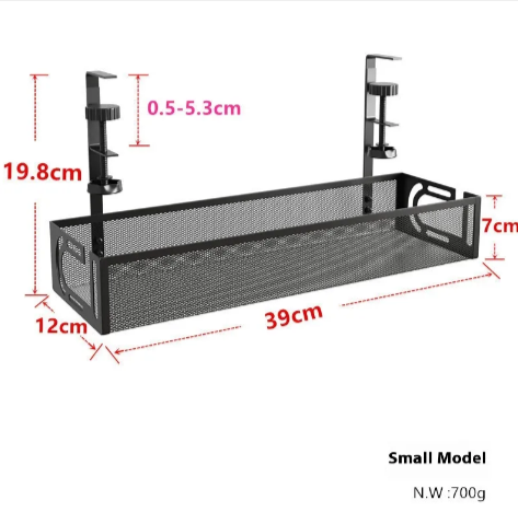 Under Desk Cable Management Tray, Steel Wire Organizer Mount Power Strip Holder for Home Office Desk