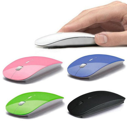 Slim Wireless Computer Mouse, USB Optical Mouse for Mac PC Laptop in Pink Blue White