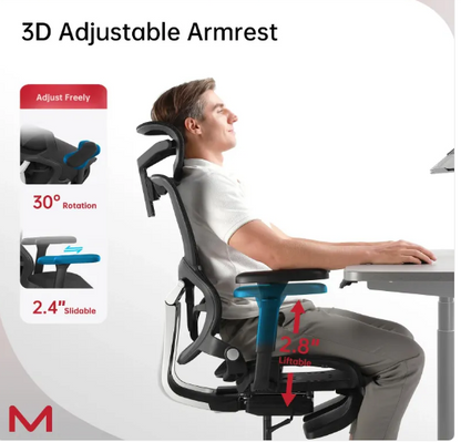 Ergonomic Office Chair with Footrest and Lumbar Support, High Back Mesh Reclining Computer Chair for Home Office