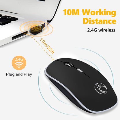 Wireless Ergonomic Optical Mouse for Home Office, USB Right Hand Comfortable Mouse for PC Mac
