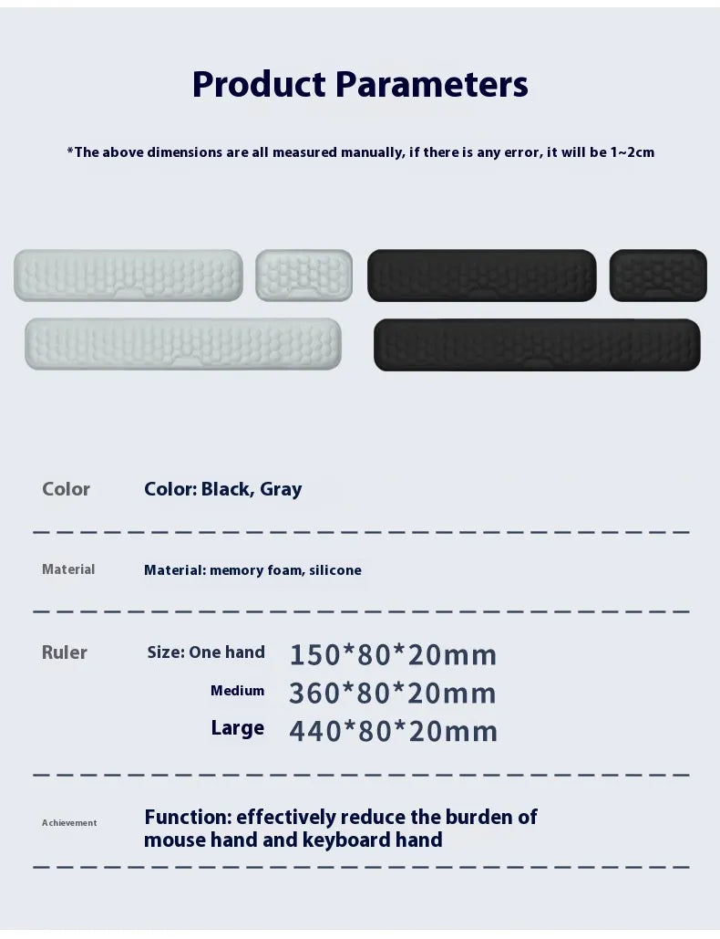 Memory Foam Mouse Wrist Rest Pad, Soft Cushion for Long Sessions Home Office Computer