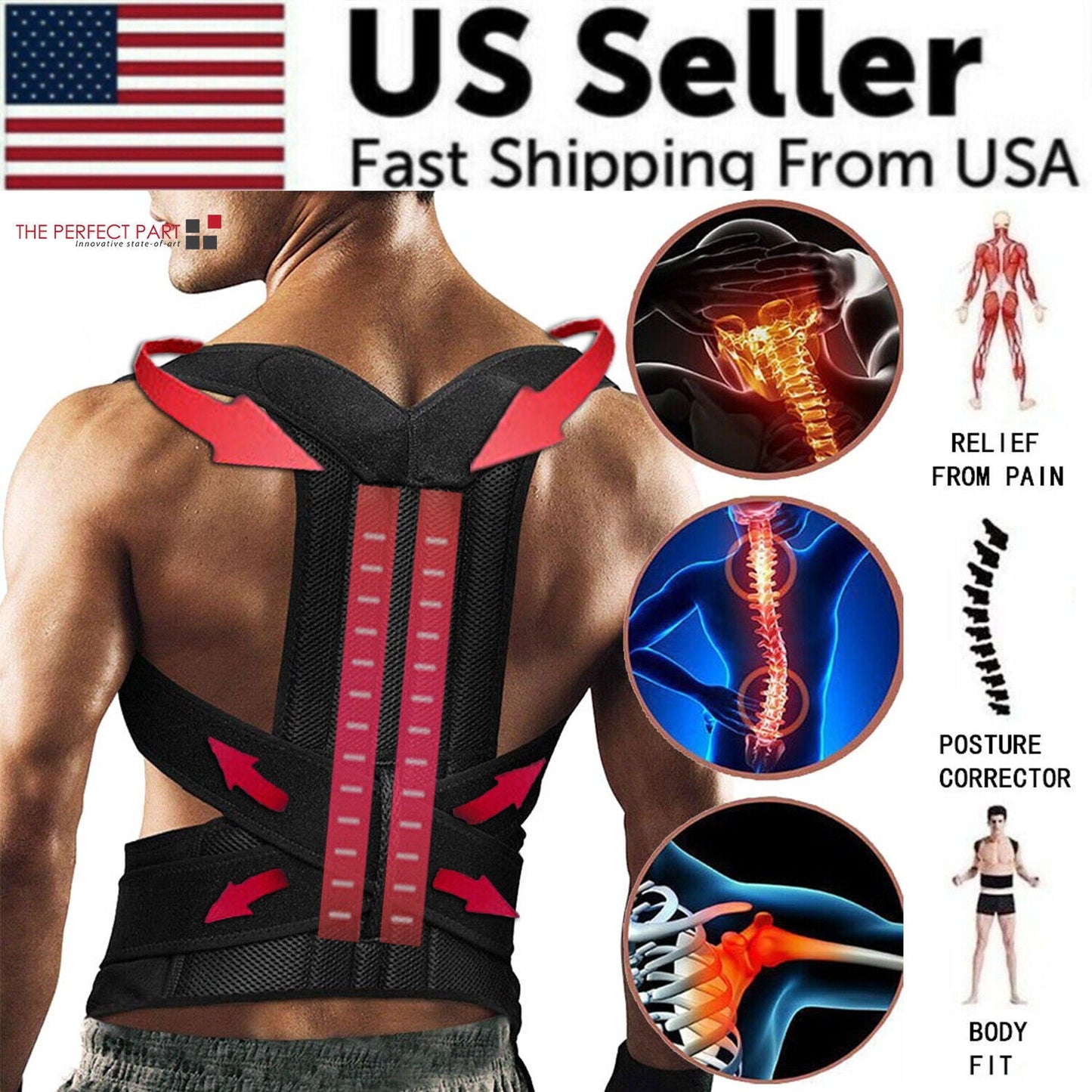 Posture Corrector with Back Support, Adjustable Shoulder Brace Belt for Men and Women Home Office Workers