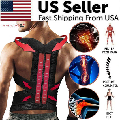 Posture Corrector with Back Support, Adjustable Shoulder Brace Belt for Men and Women Home Office Workers