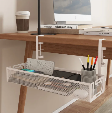 Under Desk Cable Management Tray, Steel Wire Organizer Mount Power Strip Holder for Home Office Desk